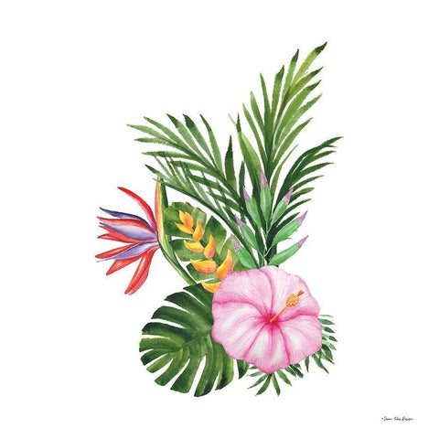 Tropical Bouquet Black Modern Wood Framed Art Print with Double Matting by Seven Trees Design