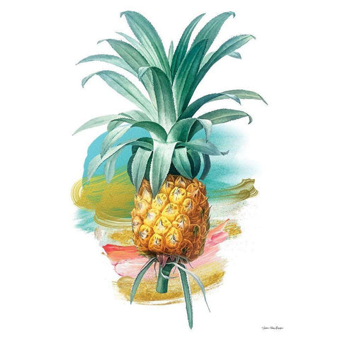 Pineapple I Gold Ornate Wood Framed Art Print with Double Matting by Seven Trees Design