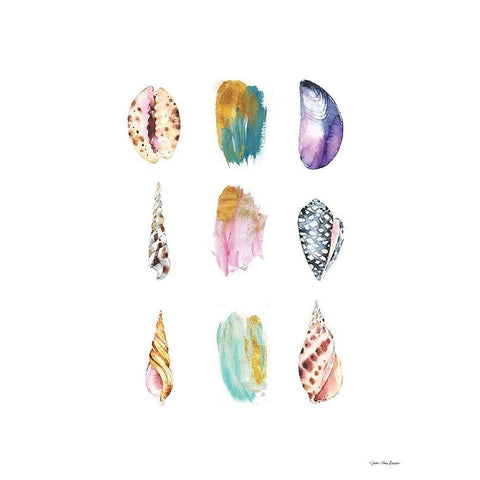 Sea and Brush Strokes I Gold Ornate Wood Framed Art Print with Double Matting by Seven Trees Design