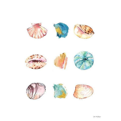 Sea and Brush Strokes II White Modern Wood Framed Art Print by Seven Trees Design