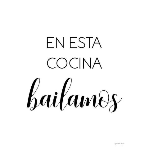 Spanish This Kitchen We Dance Black Modern Wood Framed Art Print with Double Matting by Stellar Design Studio