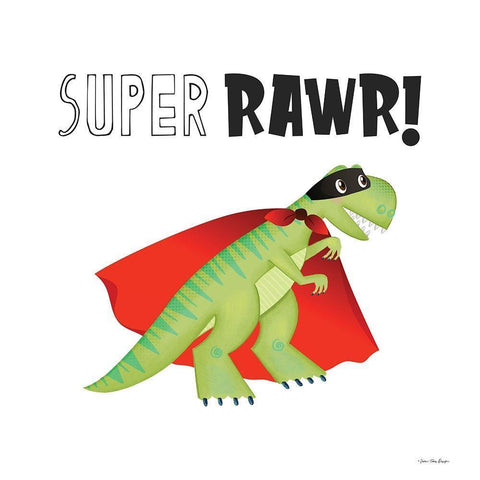 Super Rawr! White Modern Wood Framed Art Print with Double Matting by Seven Trees Design