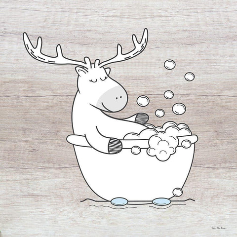 Deer Bathroom Black Ornate Wood Framed Art Print with Double Matting by Seven Trees Design