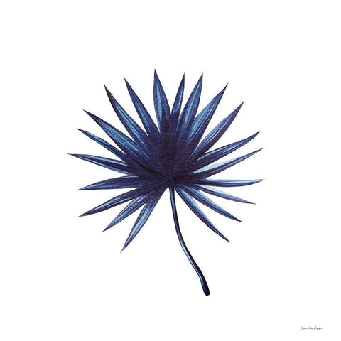 Watercolor Blue Leaf II Black Modern Wood Framed Art Print by Seven Trees  Design