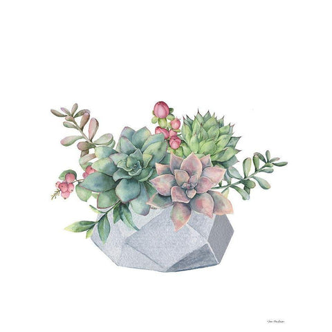 Watercolor Succulents White Modern Wood Framed Art Print by Seven Trees  Design
