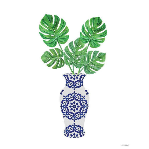 Watercolor Blue Jar Black Modern Wood Framed Art Print with Double Matting by Seven Trees  Design