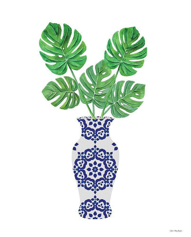 Watercolor Blue Jar Black Ornate Wood Framed Art Print with Double Matting by Seven Trees  Design