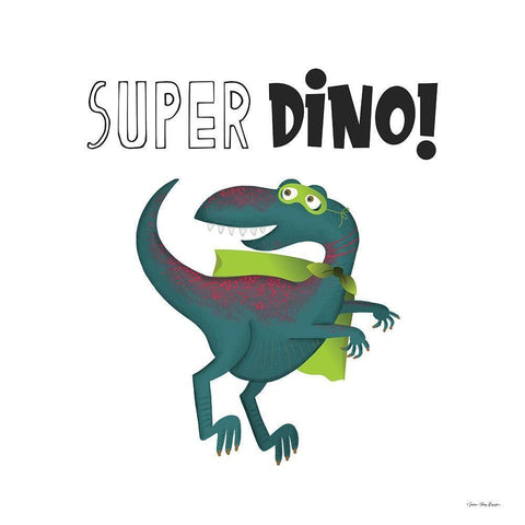 Super Dino Black Modern Wood Framed Art Print by Seven Trees Design