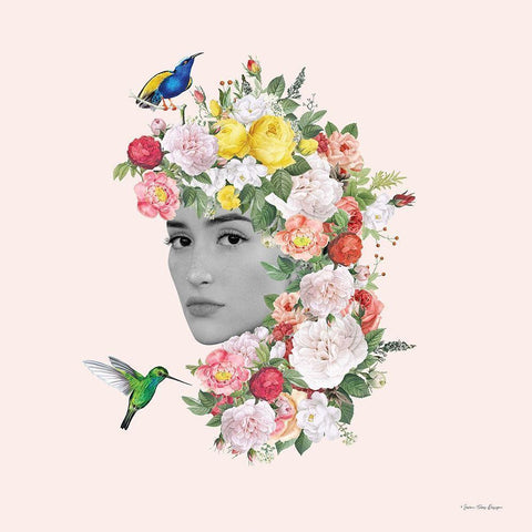 Flower Girl II Black Modern Wood Framed Art Print with Double Matting by Seven Trees Design