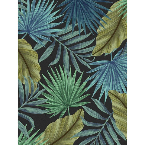 Tropical Leaves I Black Modern Wood Framed Art Print with Double Matting by Seven Trees Design
