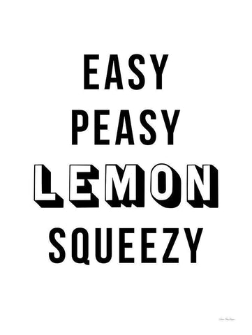 Easy Peasy Lemon Squeezy White Modern Wood Framed Art Print with Double Matting by Seven Trees Design