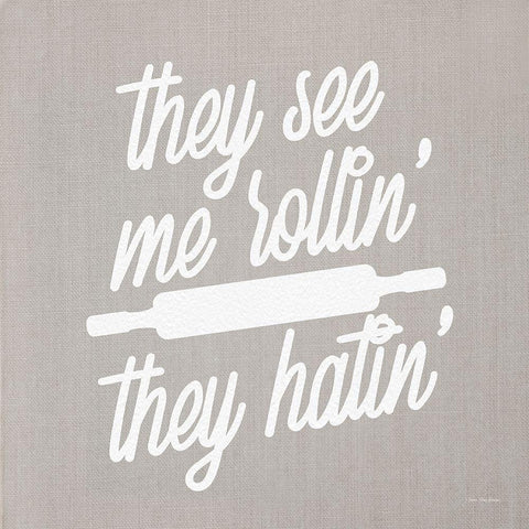 They See Me Rollin They Hatin Black Modern Wood Framed Art Print with Double Matting by Stellar Design Studio