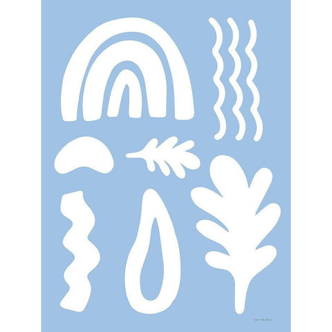 Happy Shapes Black Modern Wood Framed Art Print with Double Matting by Seven Trees Design