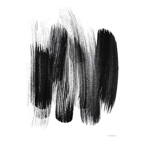 Black Strokes White Modern Wood Framed Art Print by Seven Trees Design