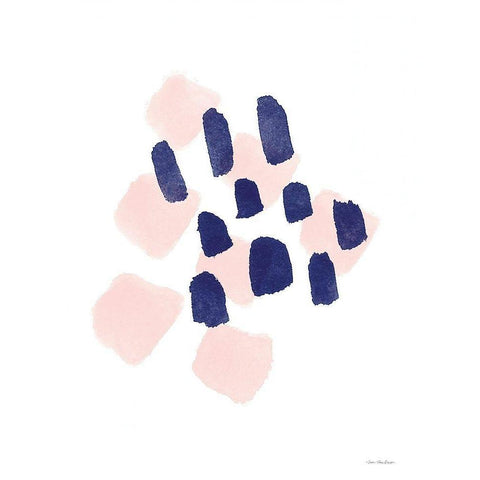 Navy and Pink Strokes White Modern Wood Framed Art Print by Seven Trees Design