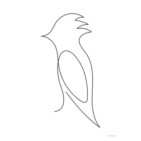 One Line Bird Black Modern Wood Framed Art Print by Seven Trees Design