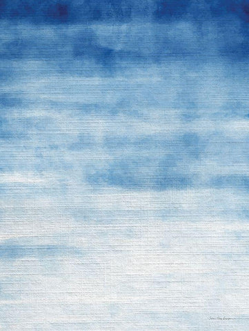 Abstract Blue White Modern Wood Framed Art Print with Double Matting by Seven Trees Design
