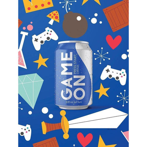 Game On Energy Drink White Modern Wood Framed Art Print by Seven Trees Design