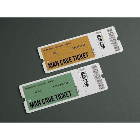 Man Cave Tickets Black Modern Wood Framed Art Print with Double Matting by Seven Trees Design