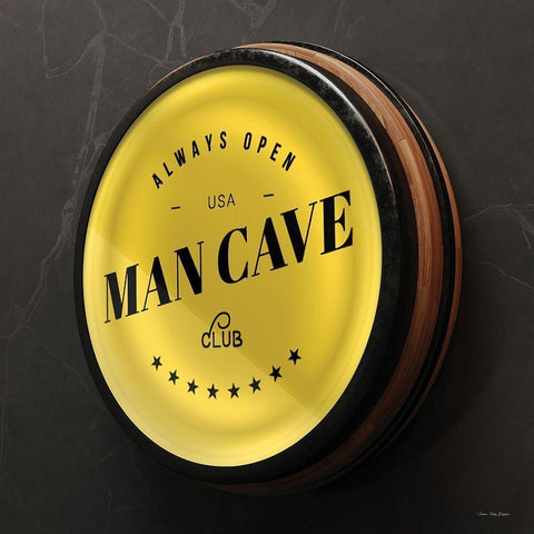Man Cave Sign Black Modern Wood Framed Art Print by Seven Trees Design