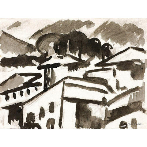 Architecture Drawing White Modern Wood Framed Art Print by Seven Trees Design