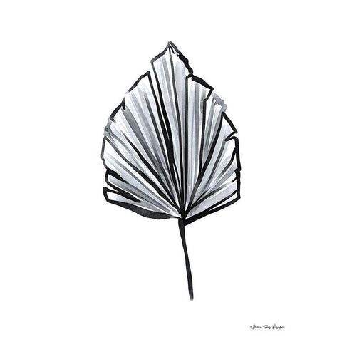 Black Watercolor Leaf Black Modern Wood Framed Art Print with Double Matting by Seven Trees Design