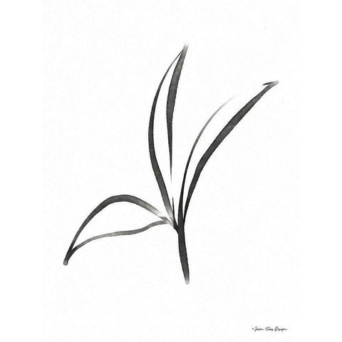 Black Botanical Watercolor Black Modern Wood Framed Art Print with Double Matting by Seven Trees Design