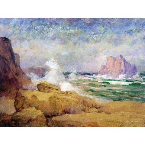 The Ocean and the Bay Gold Ornate Wood Framed Art Print with Double Matting by Seven Trees Design