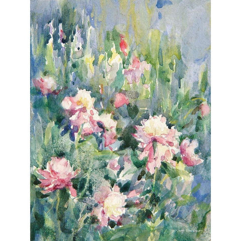 Watercolor Garden of Roses White Modern Wood Framed Art Print by Seven Trees Design