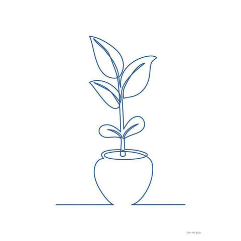 One Line Plant II Gold Ornate Wood Framed Art Print with Double Matting by Seven Trees Design