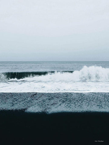 Black Beach White Modern Wood Framed Art Print with Double Matting by Seven Trees Design