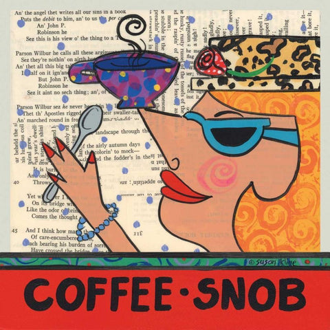 Coffee Snob White Modern Wood Framed Art Print by Kline, Susan