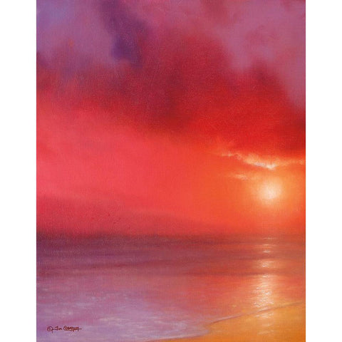 Sunset in Red Gold Ornate Wood Framed Art Print with Double Matting by Gagnon, Tim