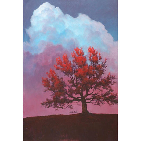 Red Tree Black Modern Wood Framed Art Print by Gagnon, Tim