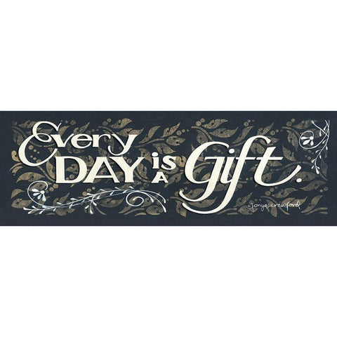 Every Day is a Gift Gold Ornate Wood Framed Art Print with Double Matting by Crawford, Tonya