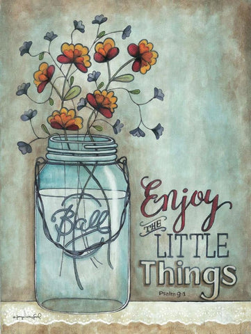 Enjoy the Little Things White Modern Wood Framed Art Print with Double Matting by Crawford, Tonya