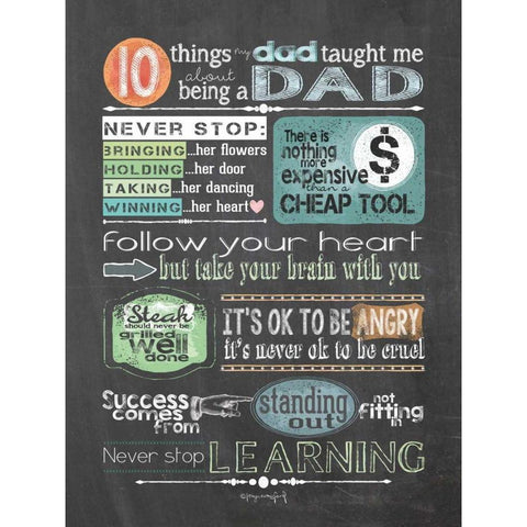 Reminders from Dad Black Modern Wood Framed Art Print with Double Matting by Crawford, Tonya