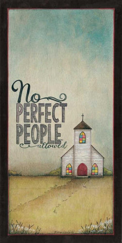 No Perfect People Allowed White Modern Wood Framed Art Print with Double Matting by Crawford, Tonya