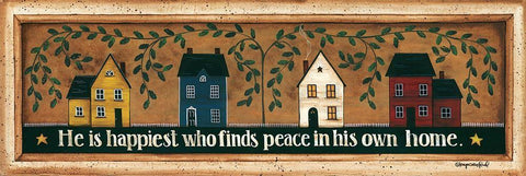 He is Happiest Black Ornate Wood Framed Art Print with Double Matting by Crawford, Tonya