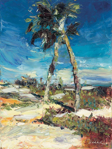 Twin Palm White Modern Wood Framed Art Print with Double Matting by Owen-Cullimore, Tracey