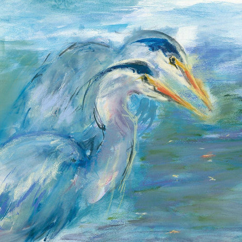 Haute Herons White Modern Wood Framed Art Print by Owen-Cullimore, Tracey