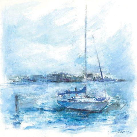 Serenity Sloop White Modern Wood Framed Art Print with Double Matting by Owen-Cullimore, Tracy