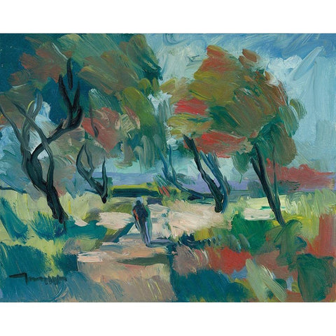 Early Walk Black Modern Wood Framed Art Print by Trujillo, Jose