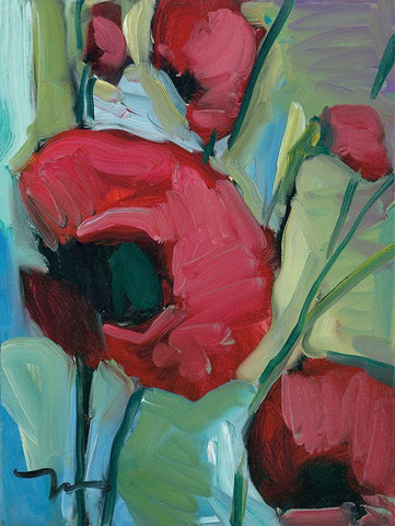 Poppies White Modern Wood Framed Art Print with Double Matting by Trujillo, Jose