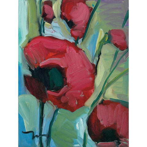 Poppies Black Modern Wood Framed Art Print with Double Matting by Trujillo, Jose