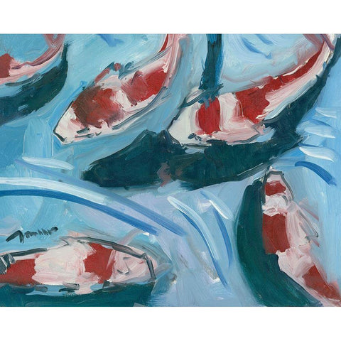 Koi Pond Black Modern Wood Framed Art Print by Trujillo, Jose