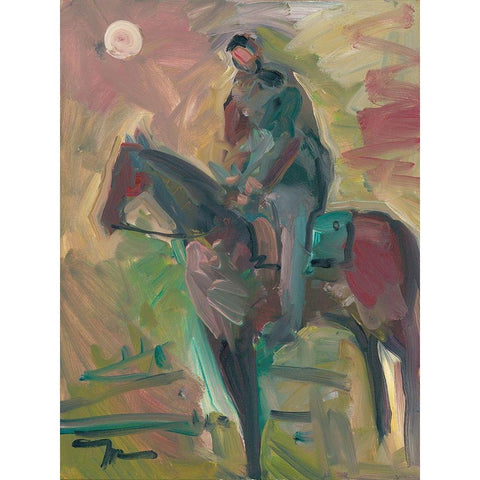 Desert Horseman Black Modern Wood Framed Art Print with Double Matting by Trujillo, Jose