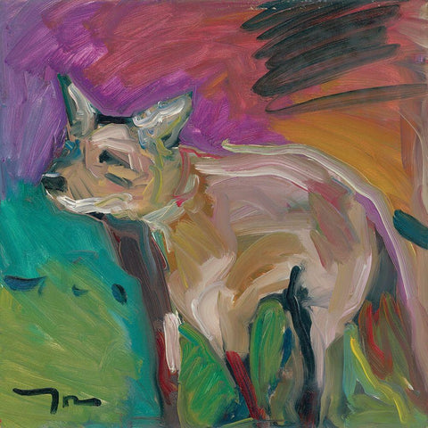 The Little Fox White Modern Wood Framed Art Print by Trujillo, Jose