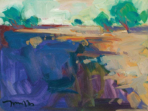 Abstract Landscape White Modern Wood Framed Art Print with Double Matting by Trujillo, Jose