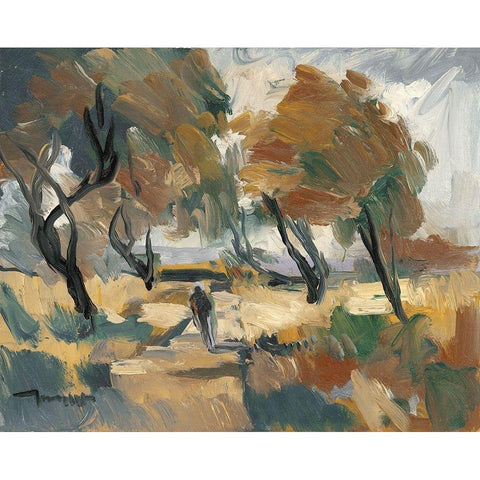 Early Walk   White Modern Wood Framed Art Print by Trujillo, Jose